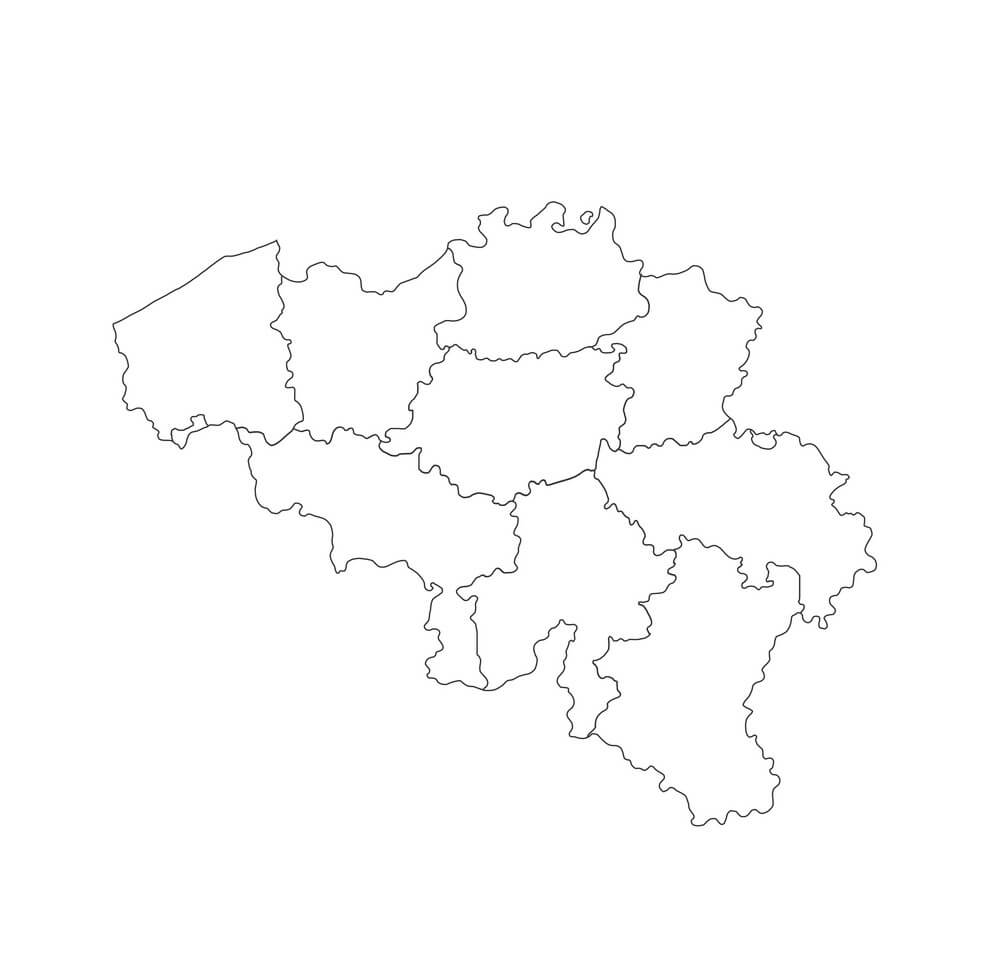 Printable Belgium Map In Grey Isolated