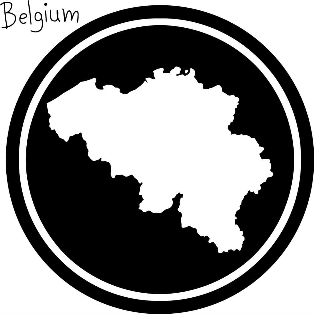 Printable Belgium Map On Black Circle