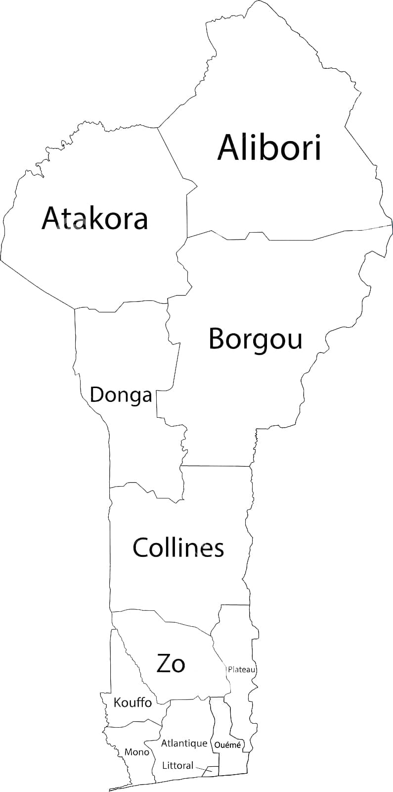 Printable Benin Bordering Countries