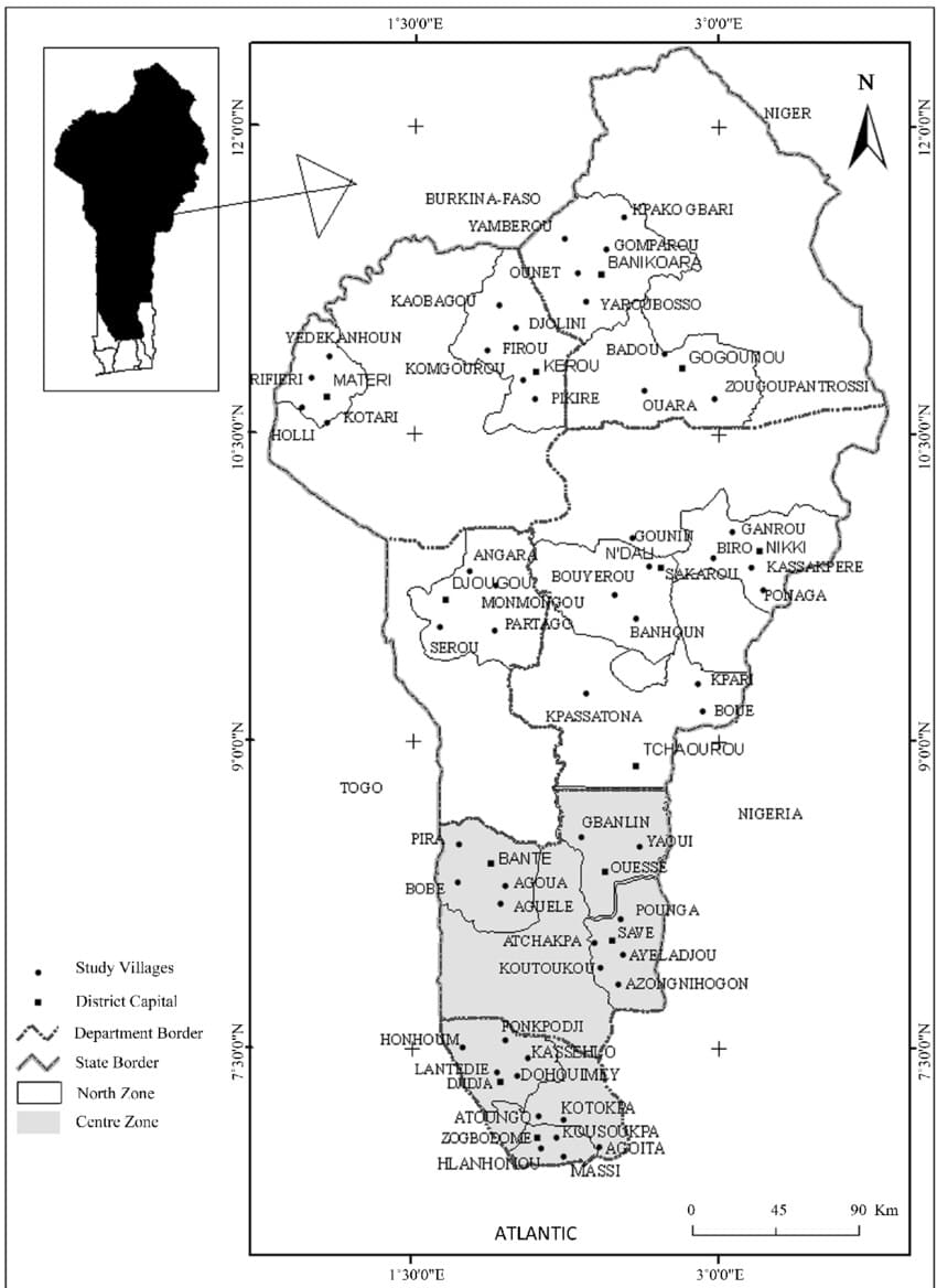 Printable Benin Map With States