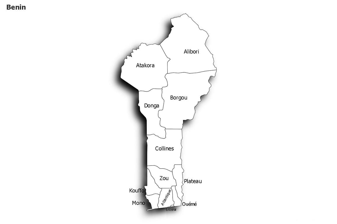 Printable Benin Political Map