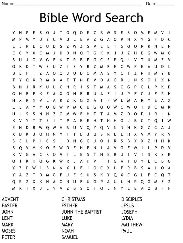 Printable Bible Characters Word Search - Sheet 18