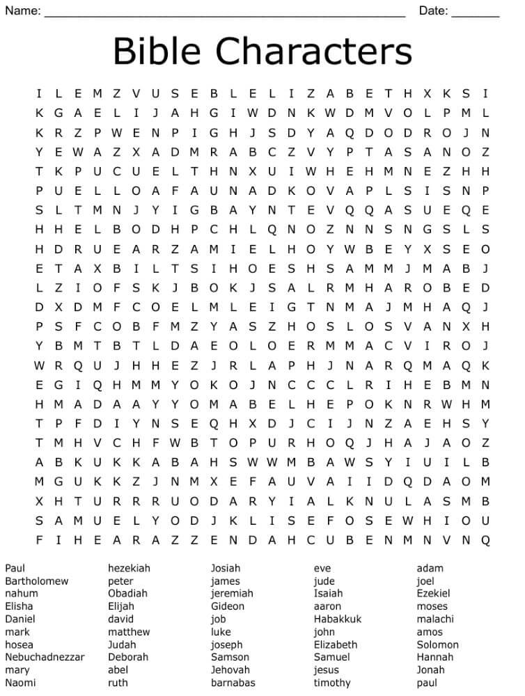 Printable Bible Characters Word Search - Sheet 3