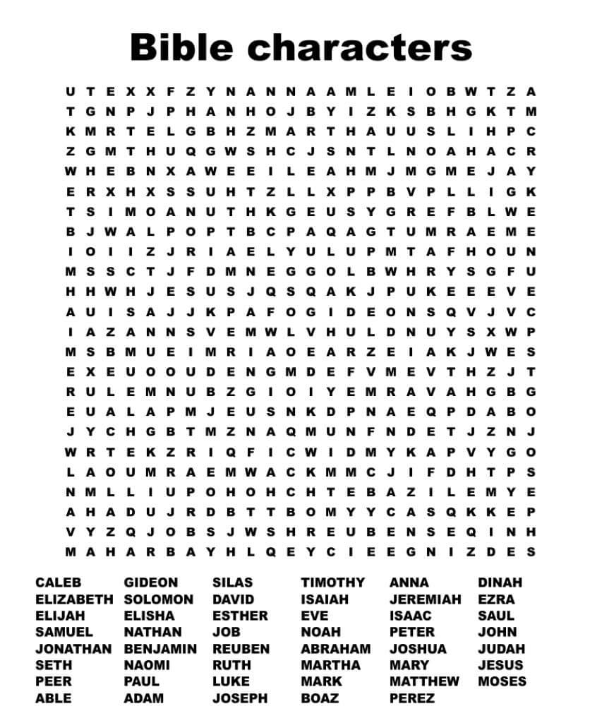 Printable Bible Characters Word Search - Sheet 4