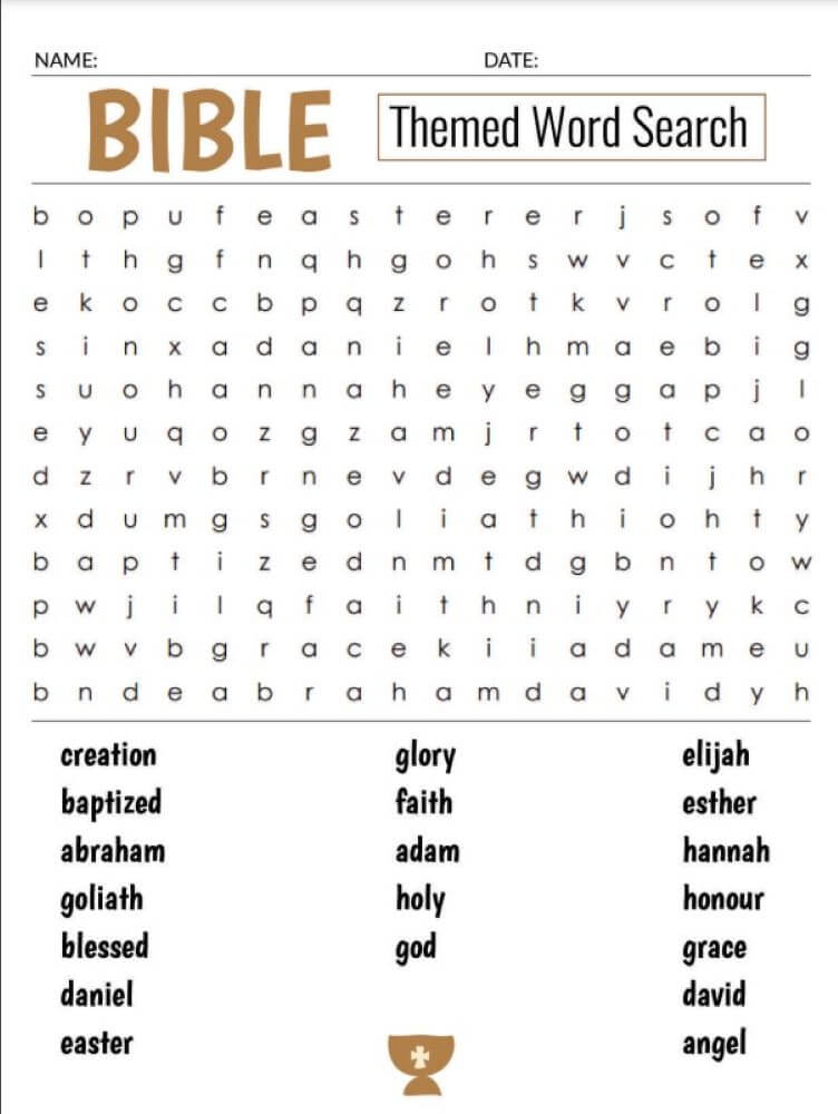 Printable Bible Word Search - Sheet 1
