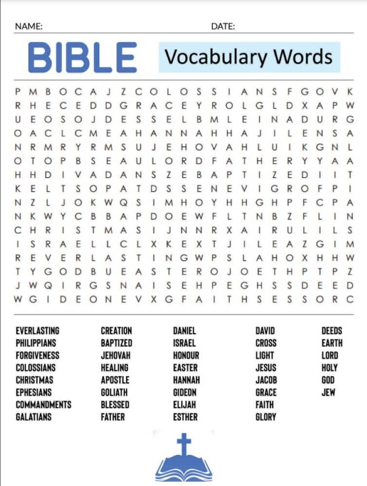Printable Bible Word Search - Sheet 12