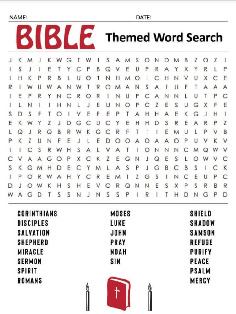 Printable Bible Word Search - Sheet 13