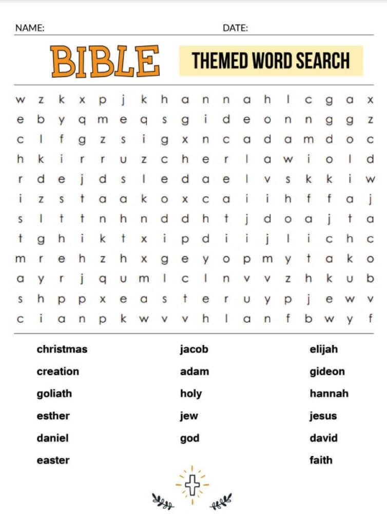Printable Bible Word Search - Sheet 3