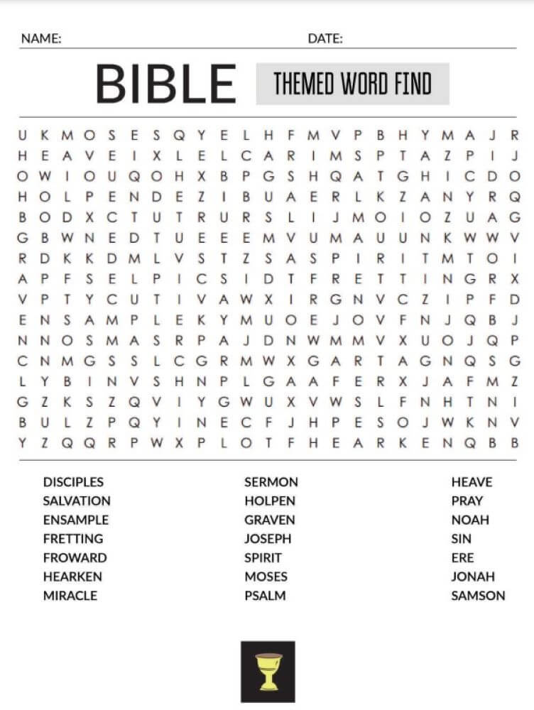 Printable Bible Word Search - Sheet 7