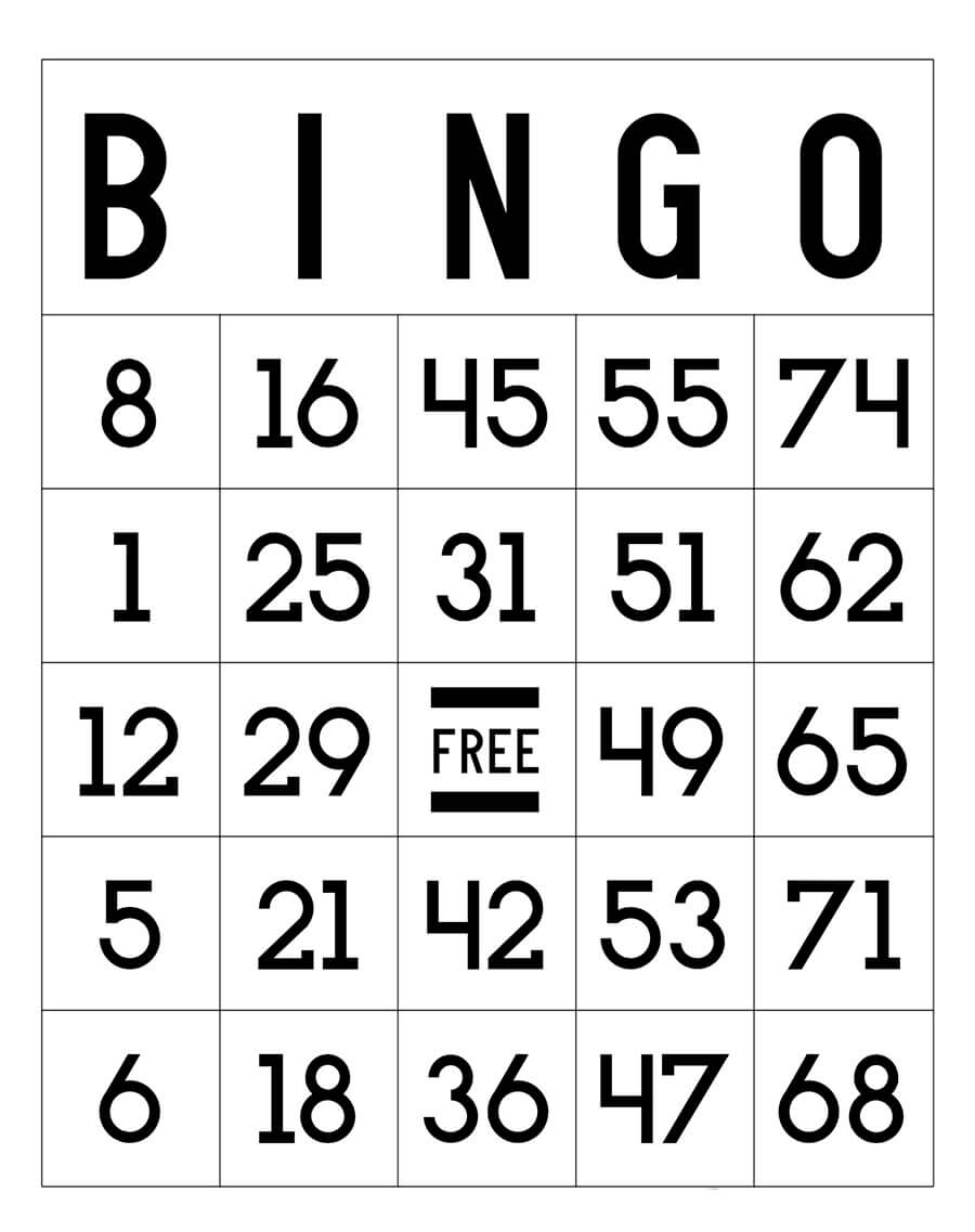Printable Bingo Card – Sheet 10