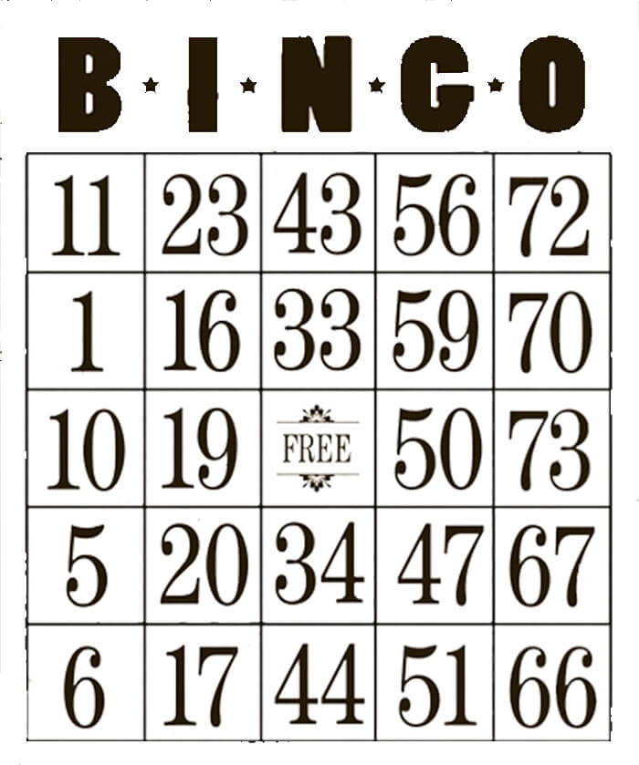 Printable Bingo Card – Sheet 9