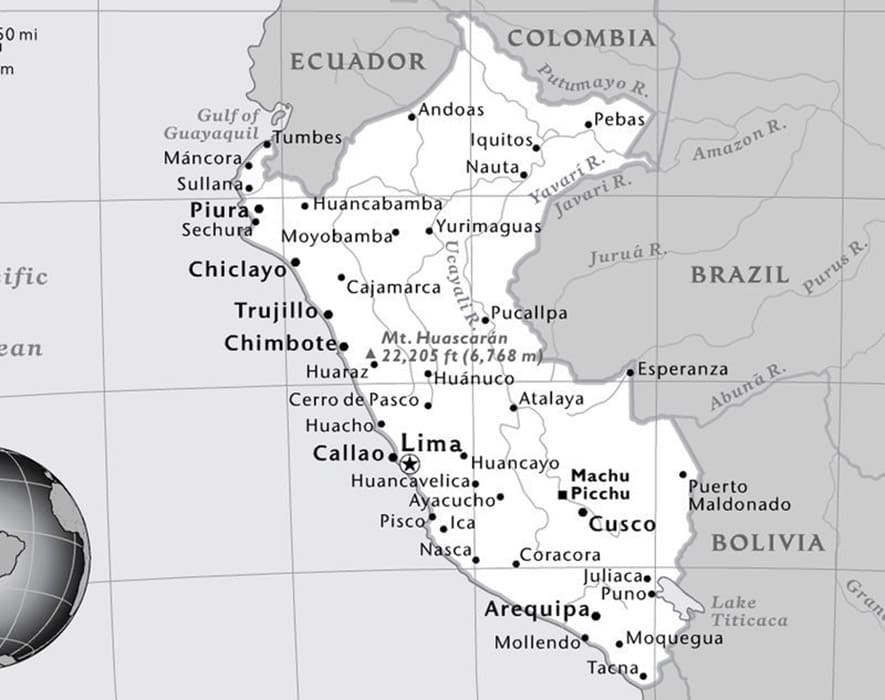 Printable Bolivia Country Map