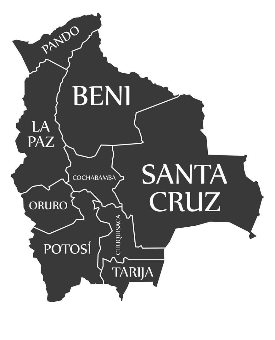 Printable Bolivia Map Departments