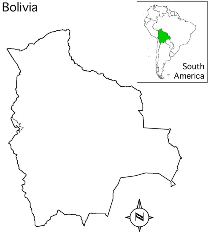 Printable Bolivia On South America Map