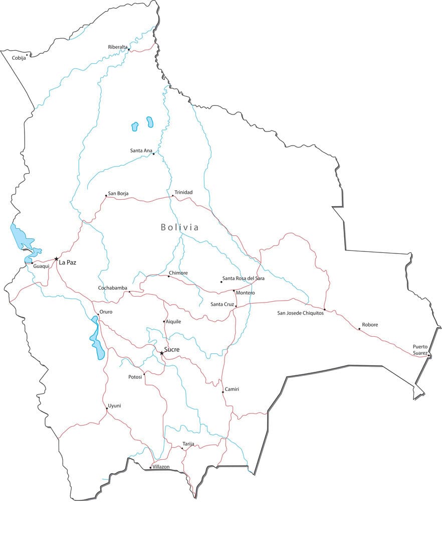 Printable Bolivia River Map