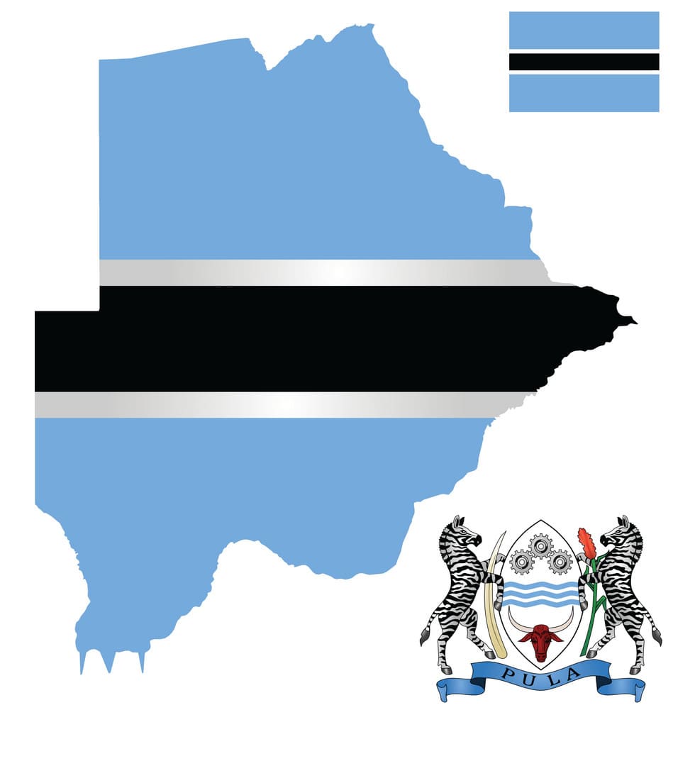 Printable Botswana Flag Map