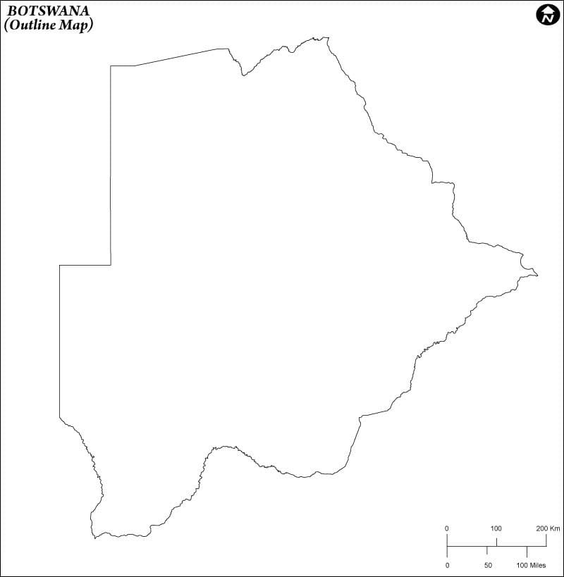 Printable Botswana Map Outline