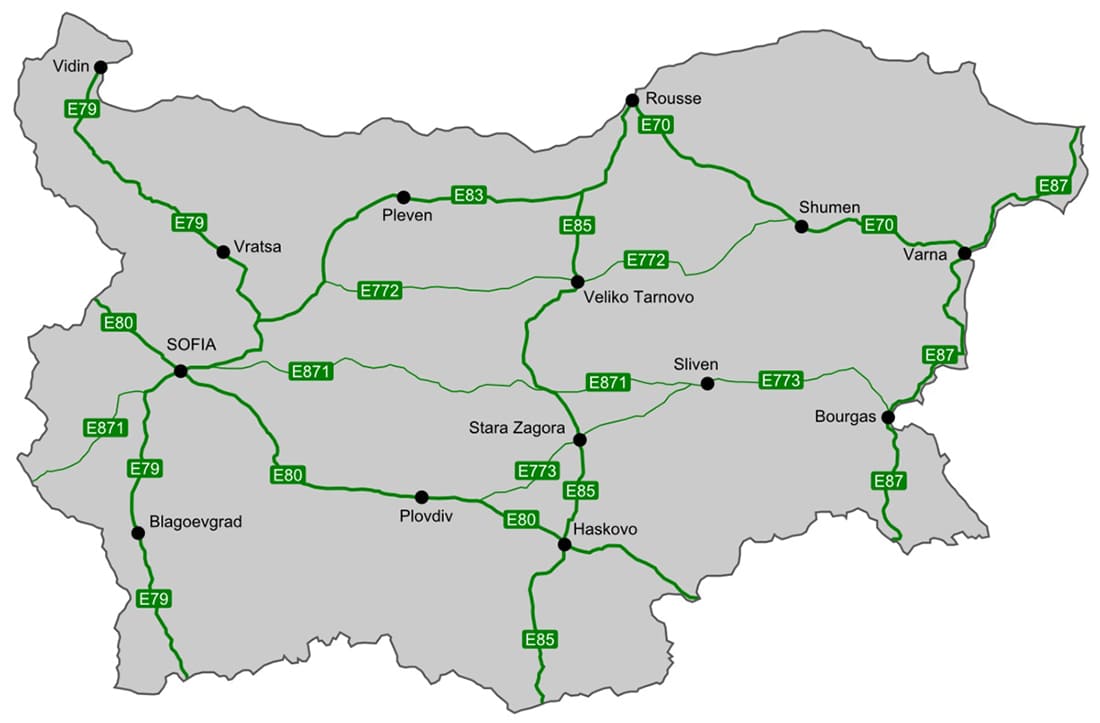 Printable Bulgaria Map Roads