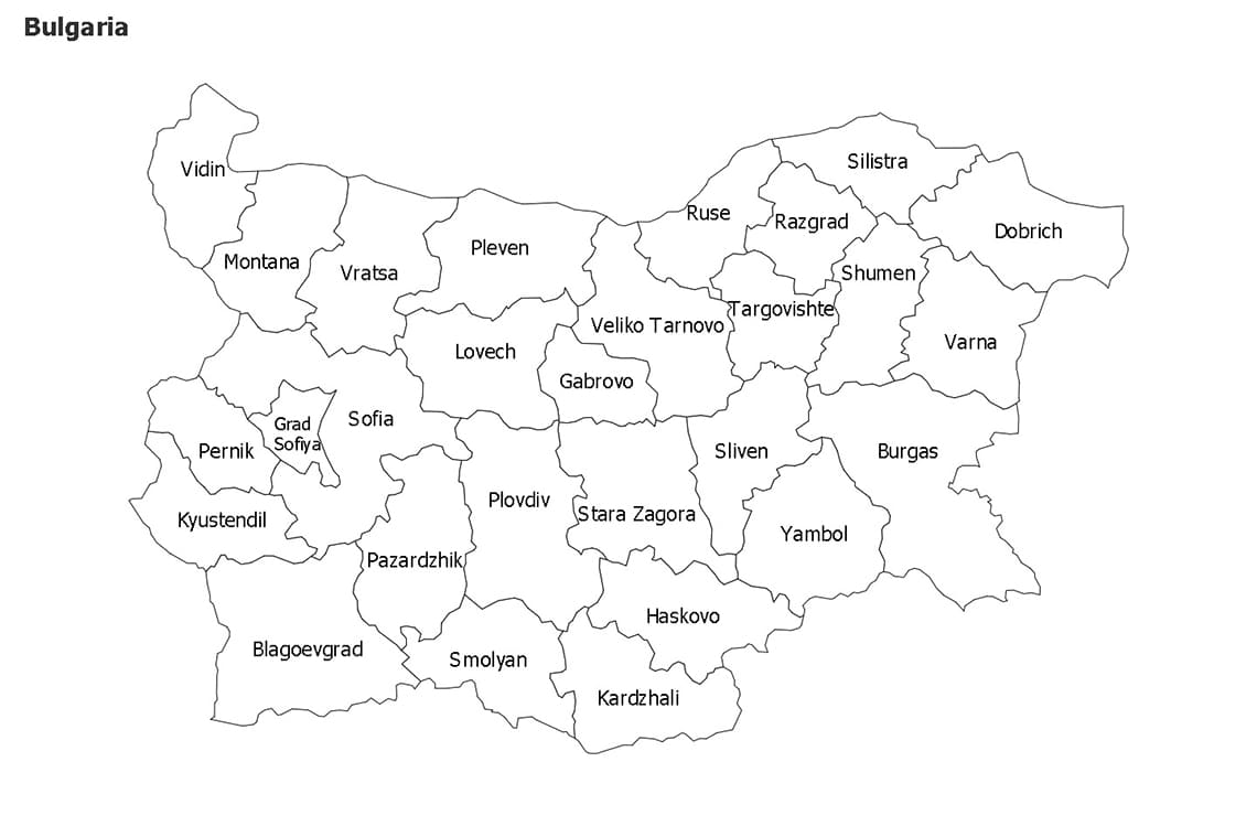 Printable Bulgaria Outline Map