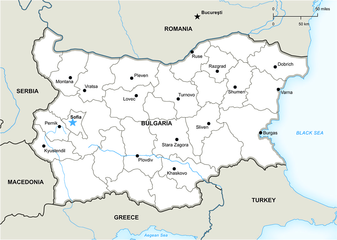 Printable Bulgaria Political Map