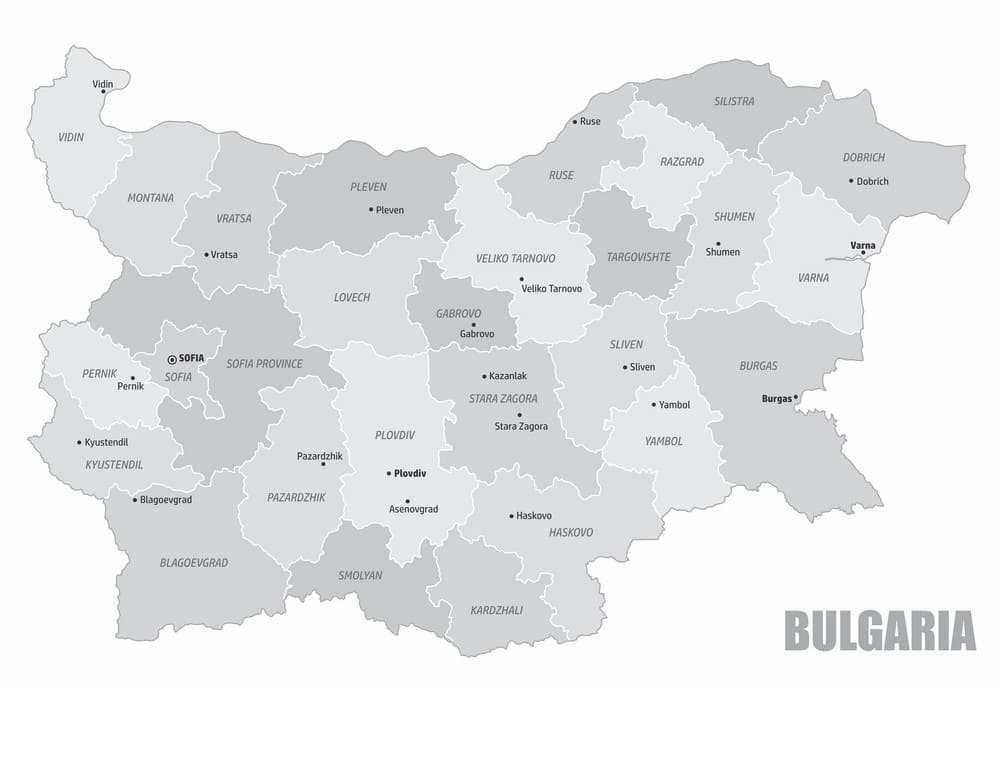 Printable Bulgaria Regions Map