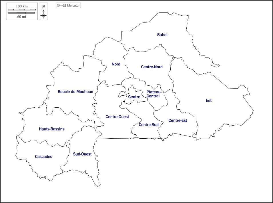 Printable Burkina Faso Capital Map