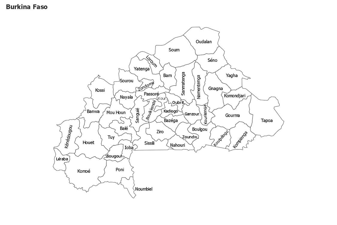 Printable Burkina Faso Country Map