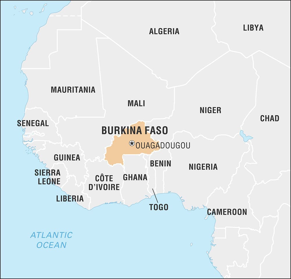 Printable Burkina Faso On Map Of World