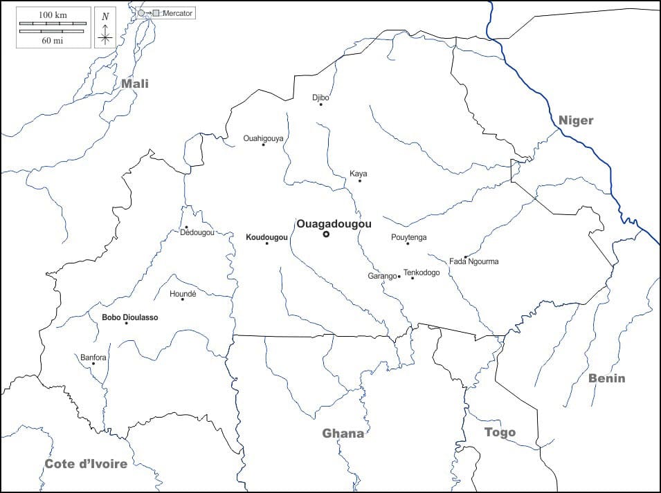 Printable Burkina Faso Political Map