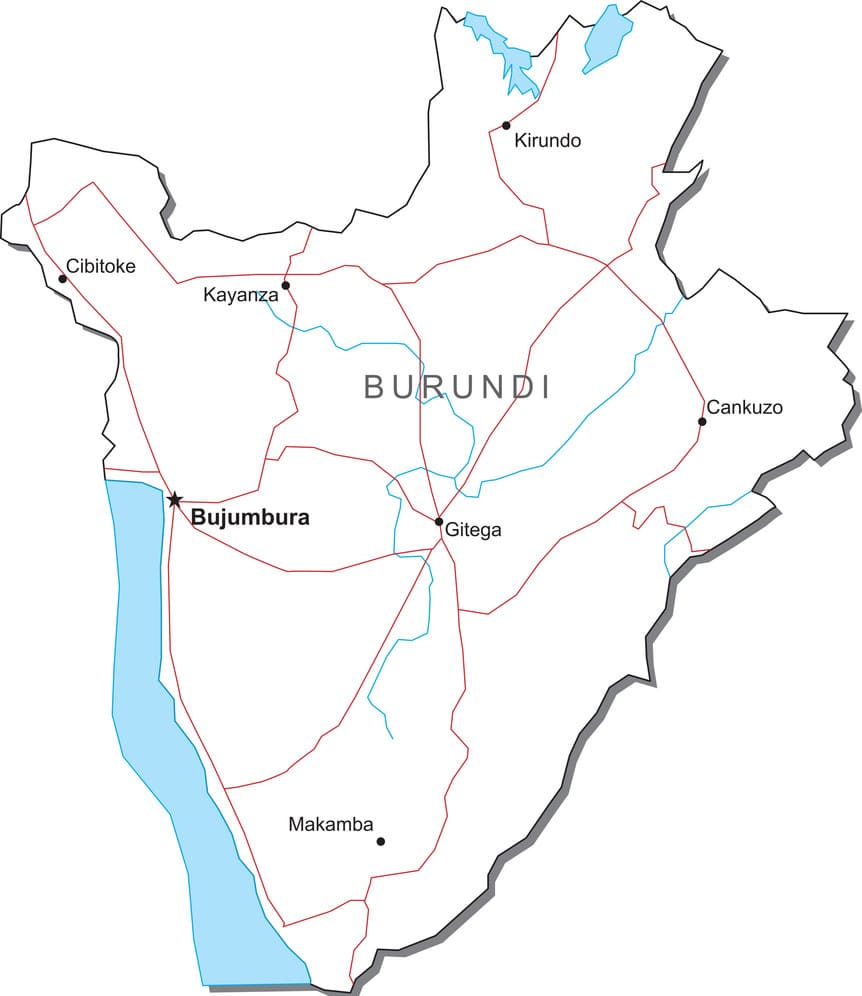 Printable Burundi Country Map