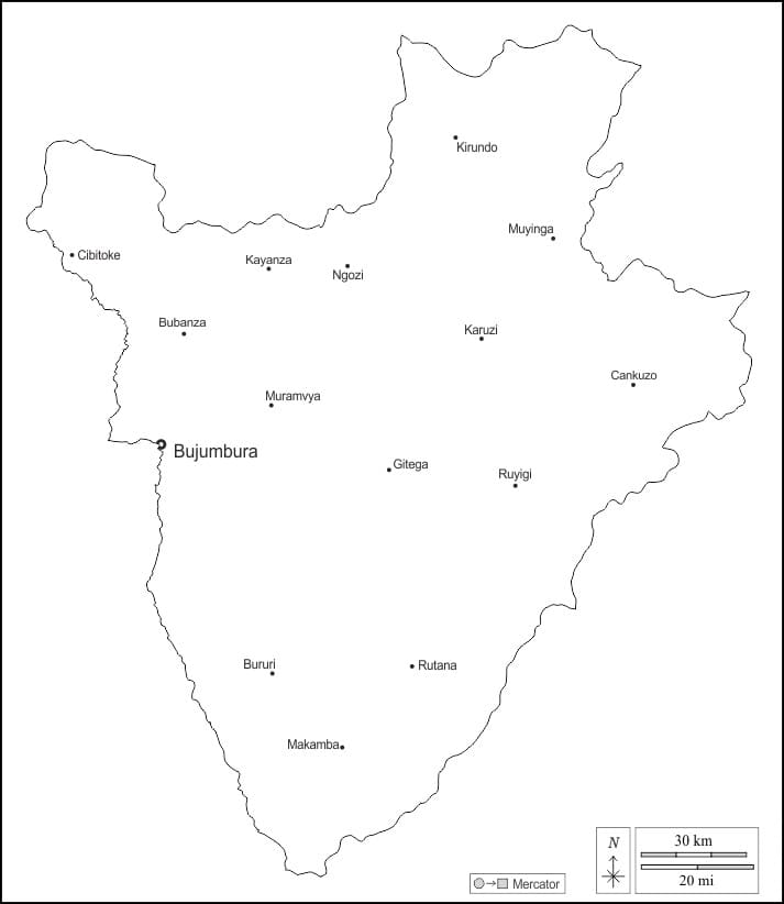 Printable Burundi Map Blank