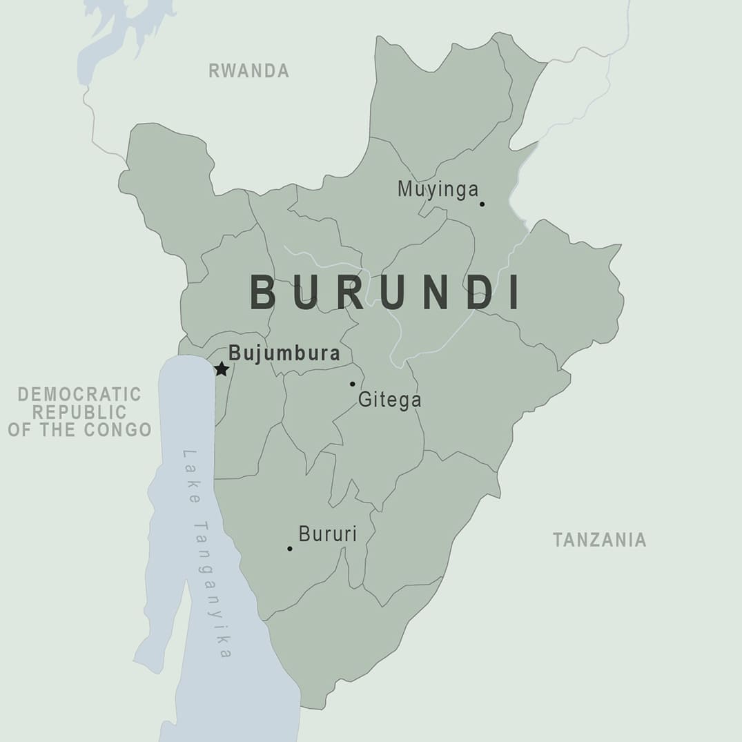 Printable Burundi Map World