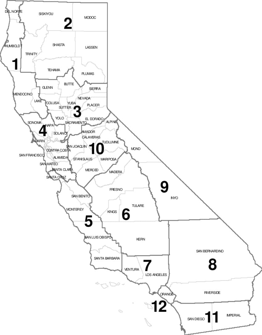 Printable California Counties Map