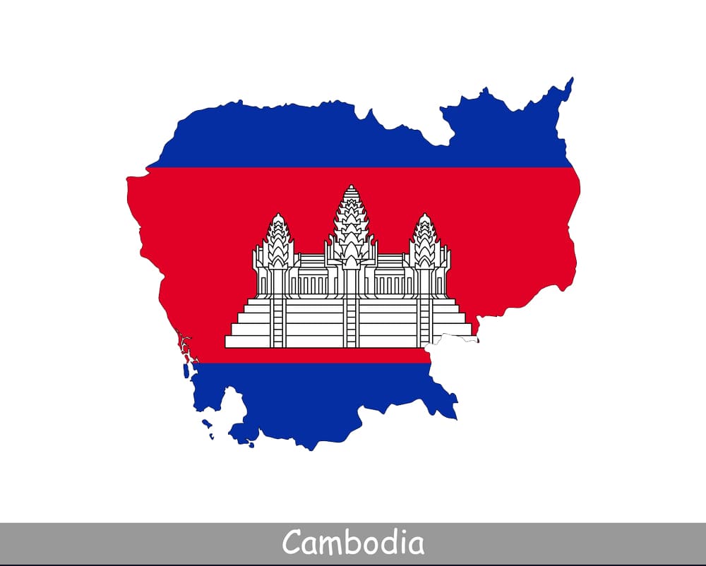 Printable Cambodia Map Flag