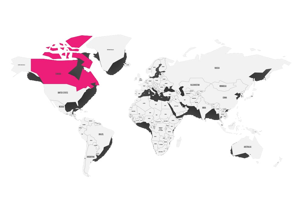 Printable Canada On World Map