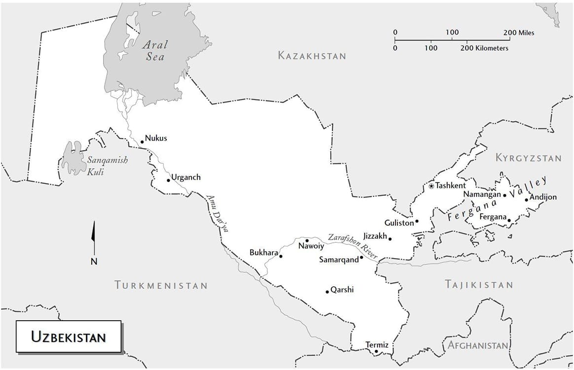 Printable Capital Of Uzbekistan Map