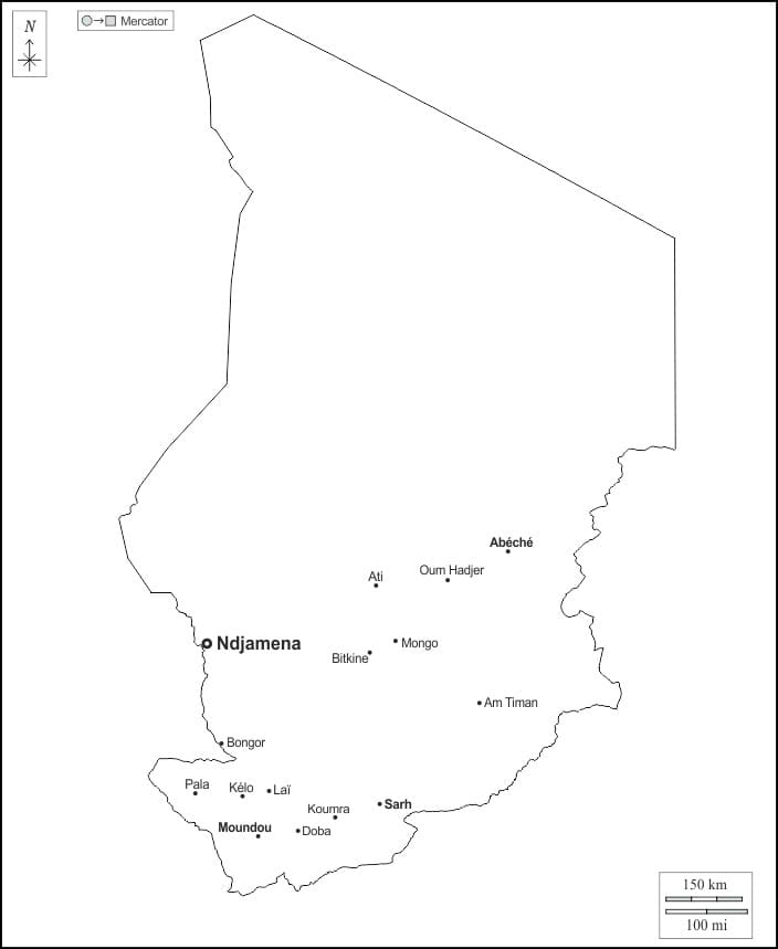 Printable Chad Regions Map