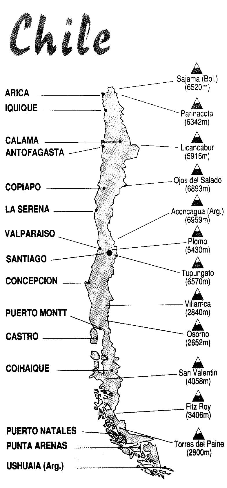 Printable Chile Map Cities