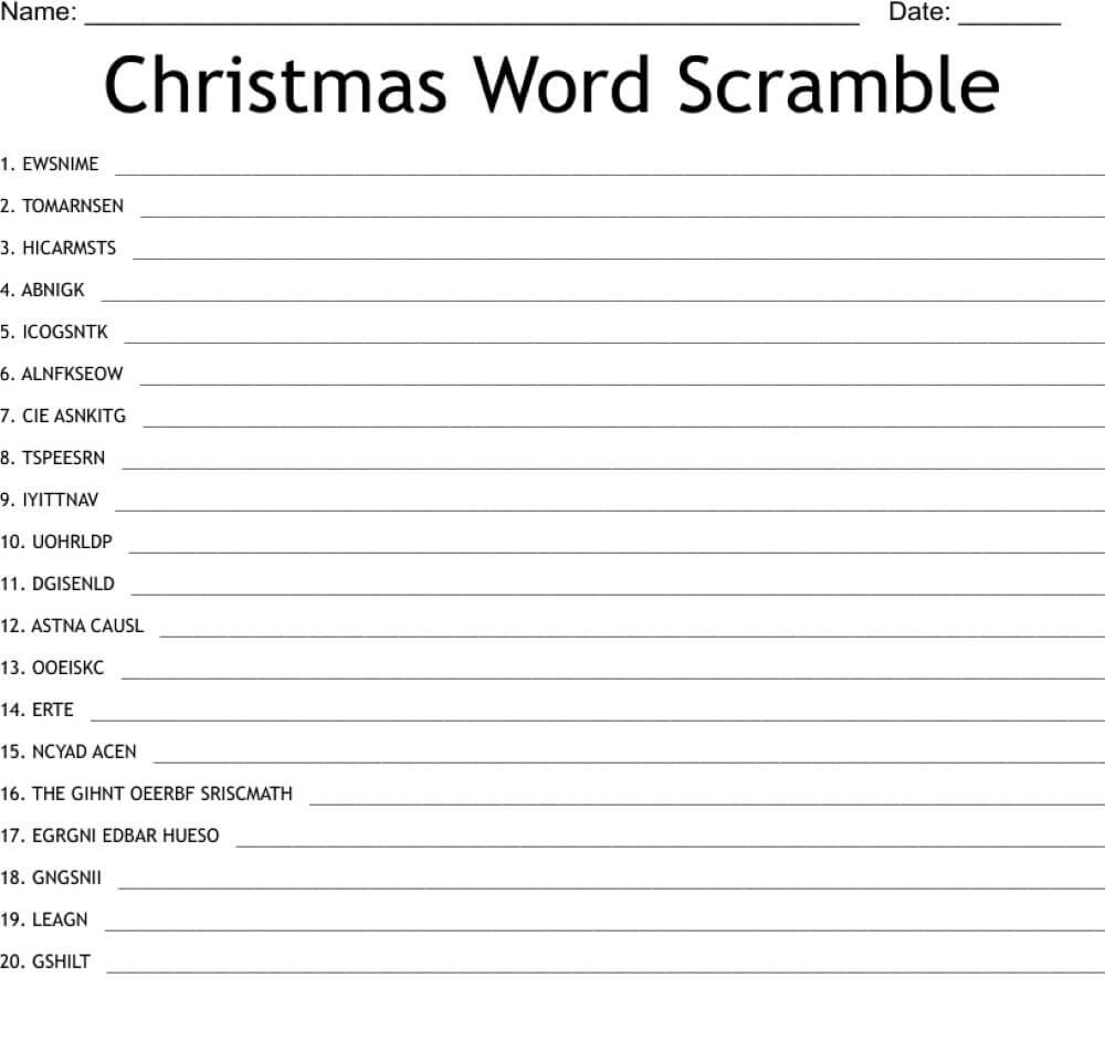 Printable Christmas Bible Word Scramble