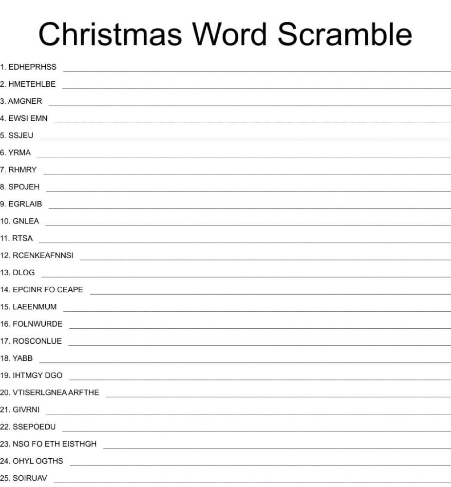 Printable Christmas Word Scramble - Worksheet 10