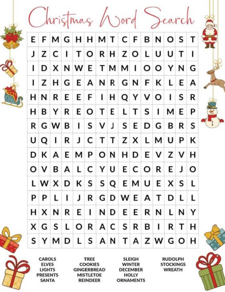 Printable Christmas Word Search - Sheet 1