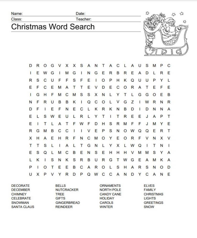 Printable Christmas Word Search - Sheet 15
