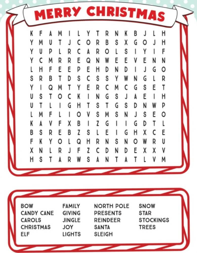 Printable Christmas Word Search - Sheet 2