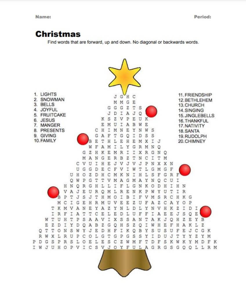 Printable Christmas Word Search - Sheet 9