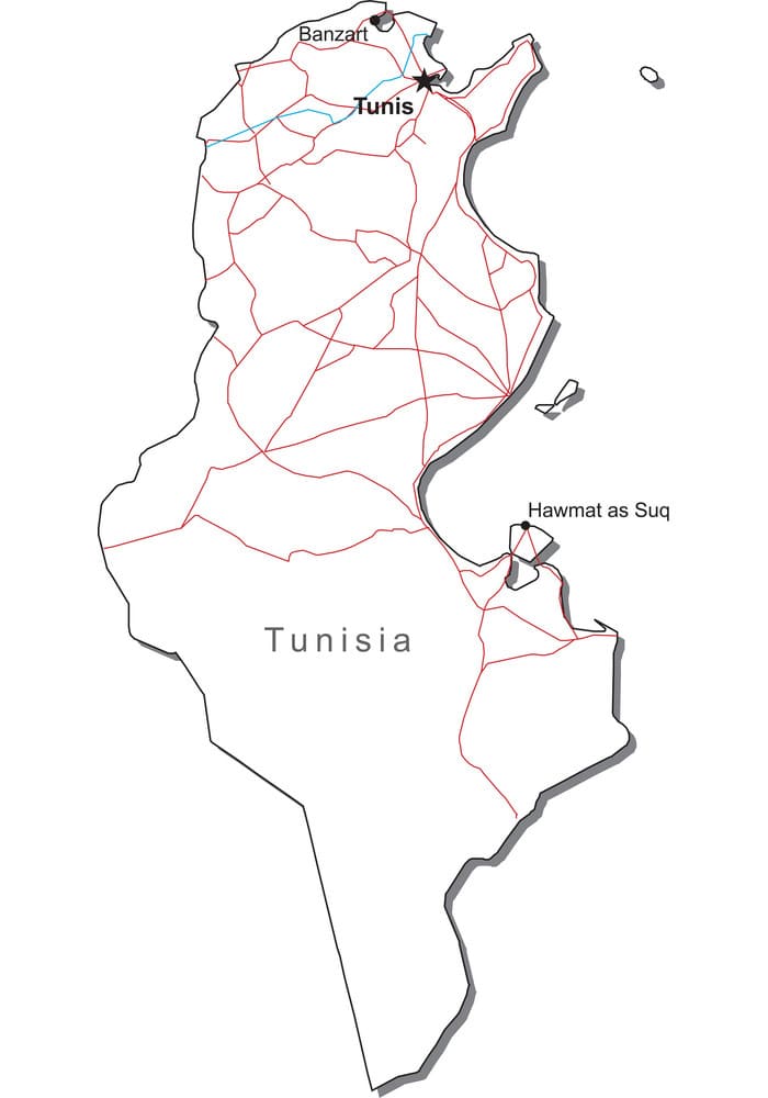 Printable Cities Of Tunisia Map