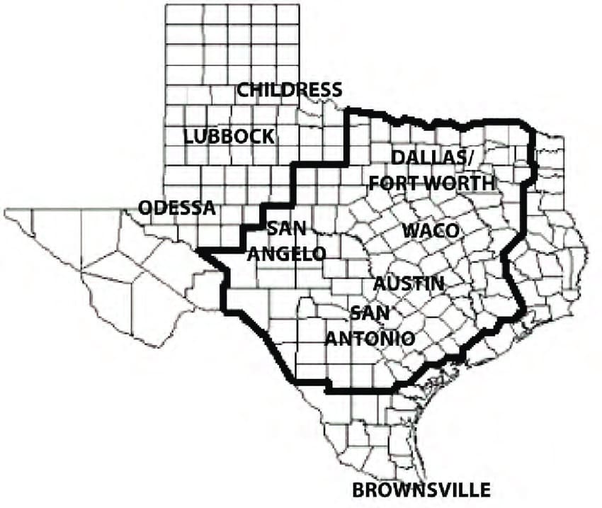 Printable Counties In Texas Map