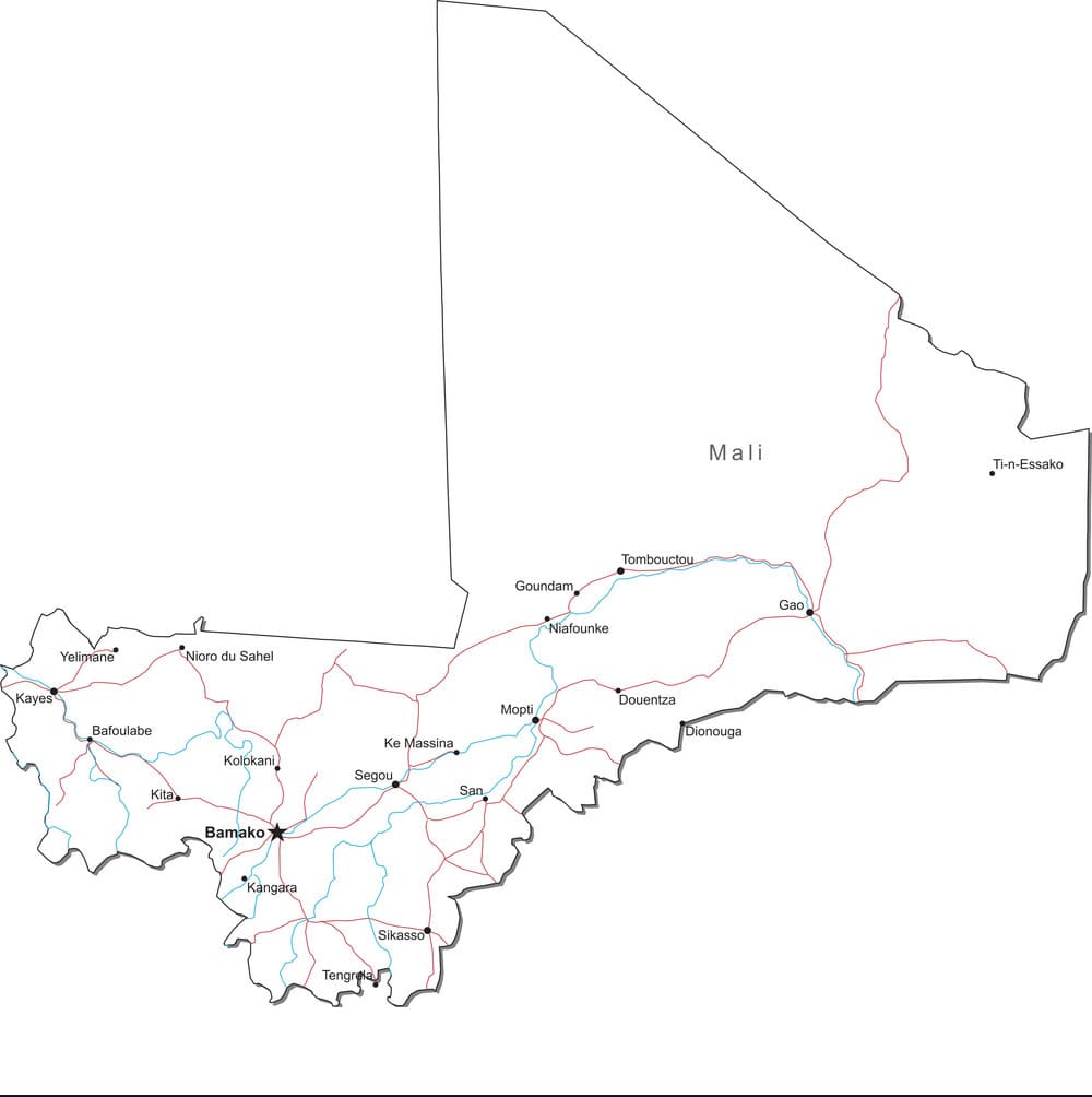 Printable Country Mali Map