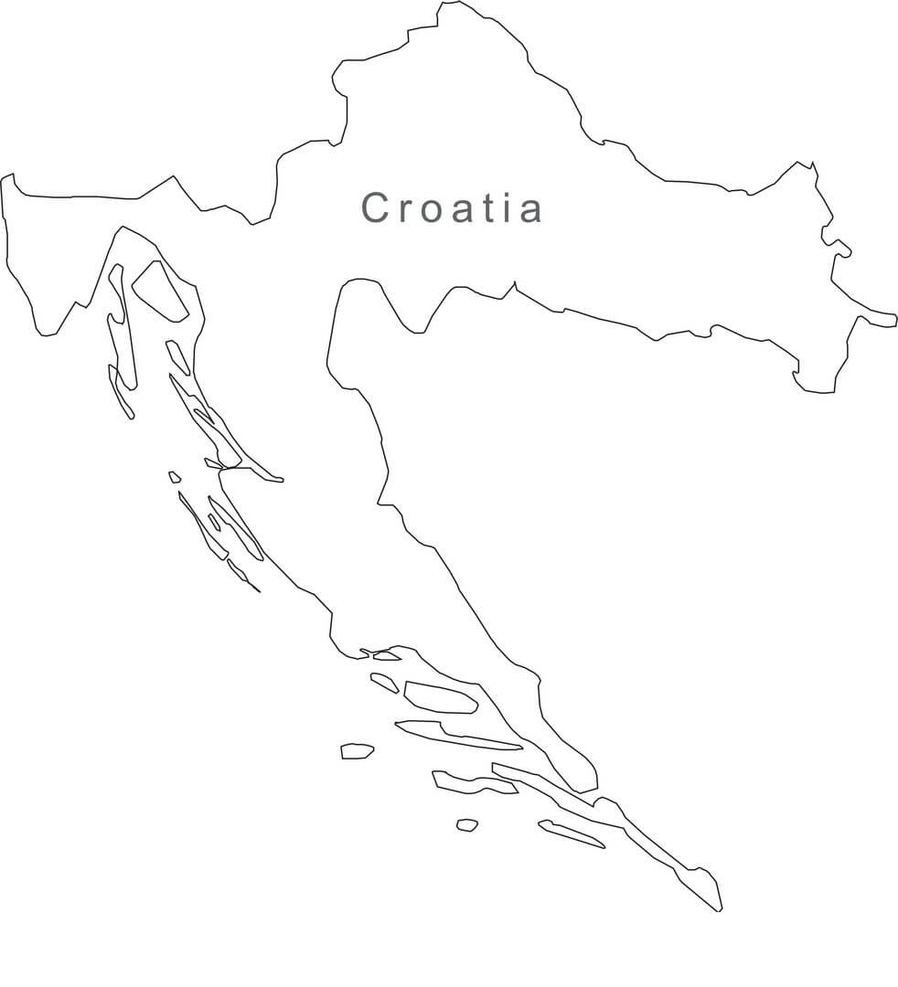 Printable Croatia Map Black White Outline