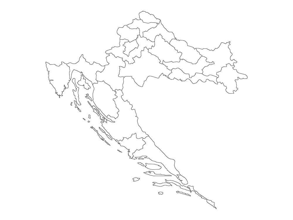 Printable Croatia Map Blank Outline