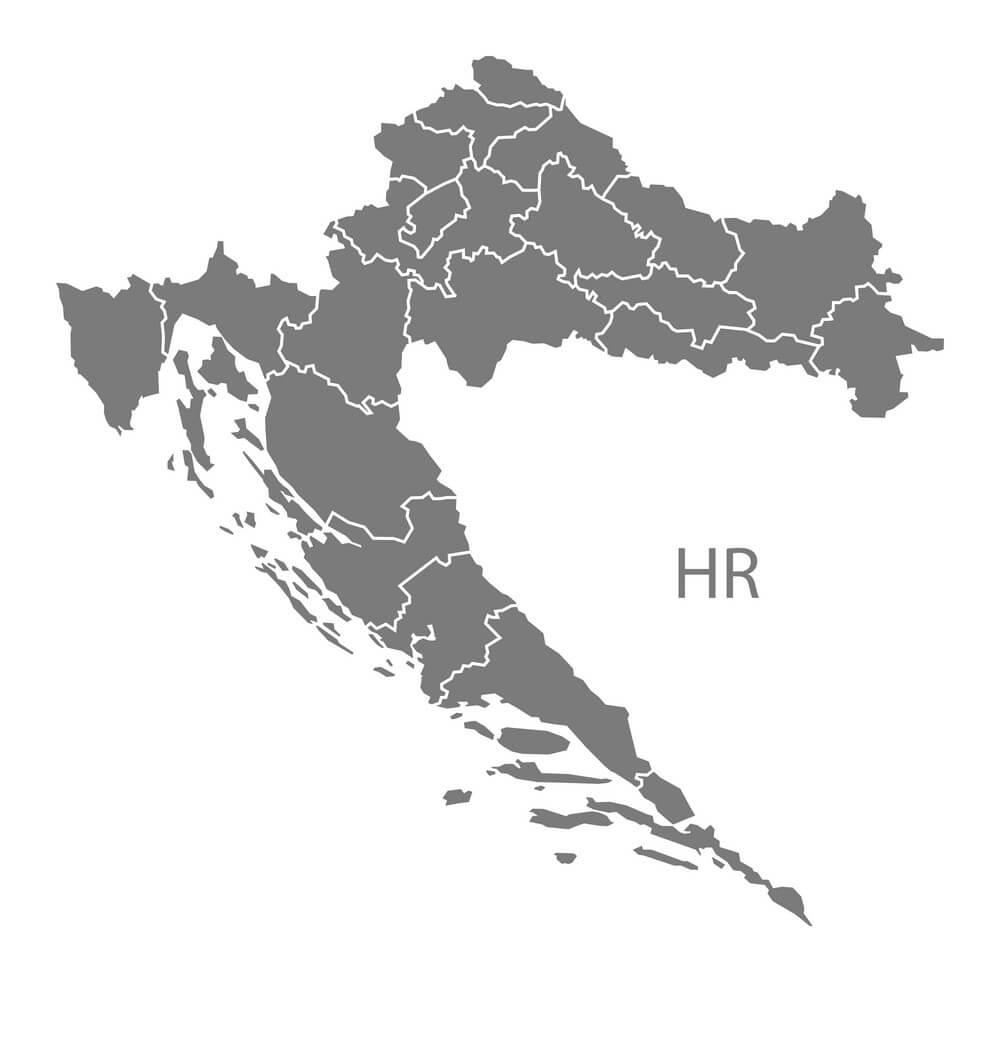 Printable Croatia Map Grey